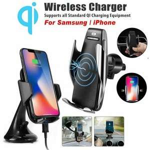 Wireless Charging Car Phone Mount with 10W Qi Quick Charger, Smart Sensor Clamping, 360° Rotation