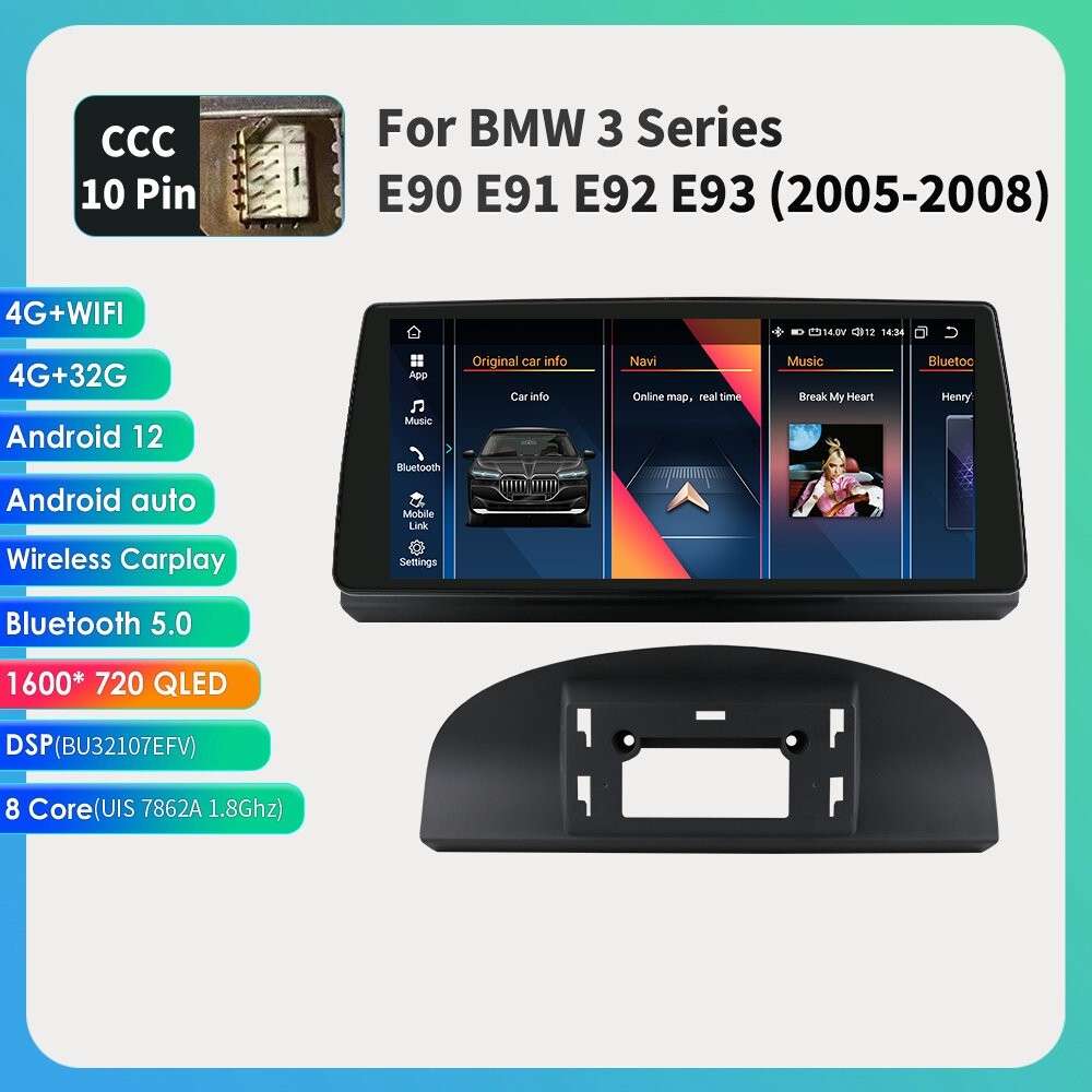 8Core 4+32G Android12 Car GPS Stereo WiFi CarPlay 10.3" For BMW 3 er E90~E93 CCC