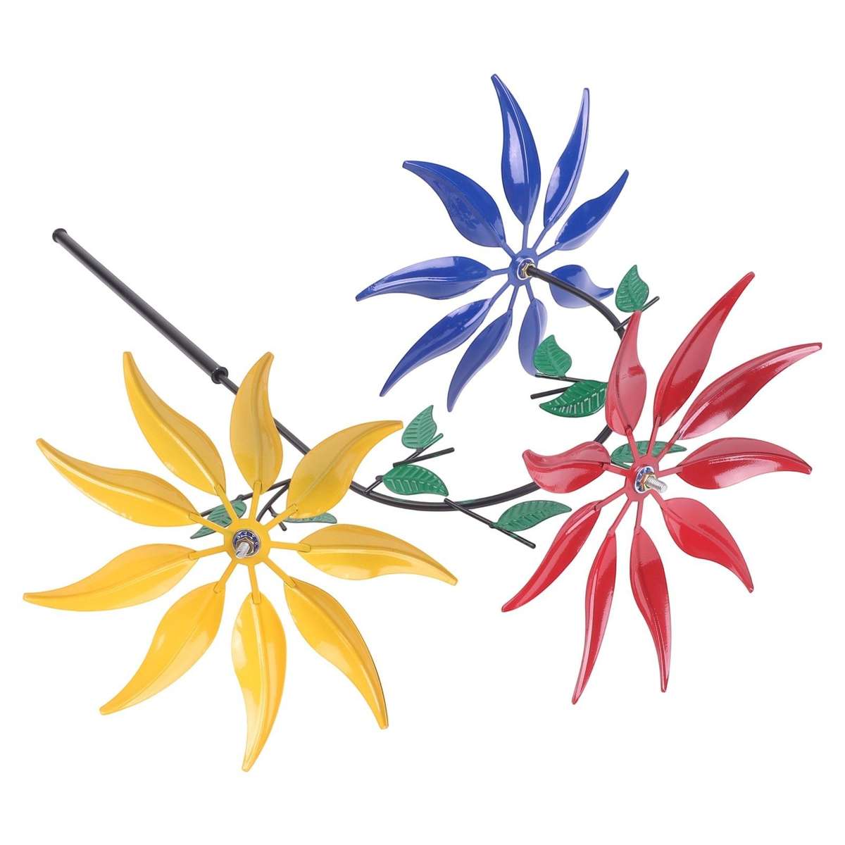 Multi Colored Flower Wind Spinner For Captivating Garden Sculpture Decor