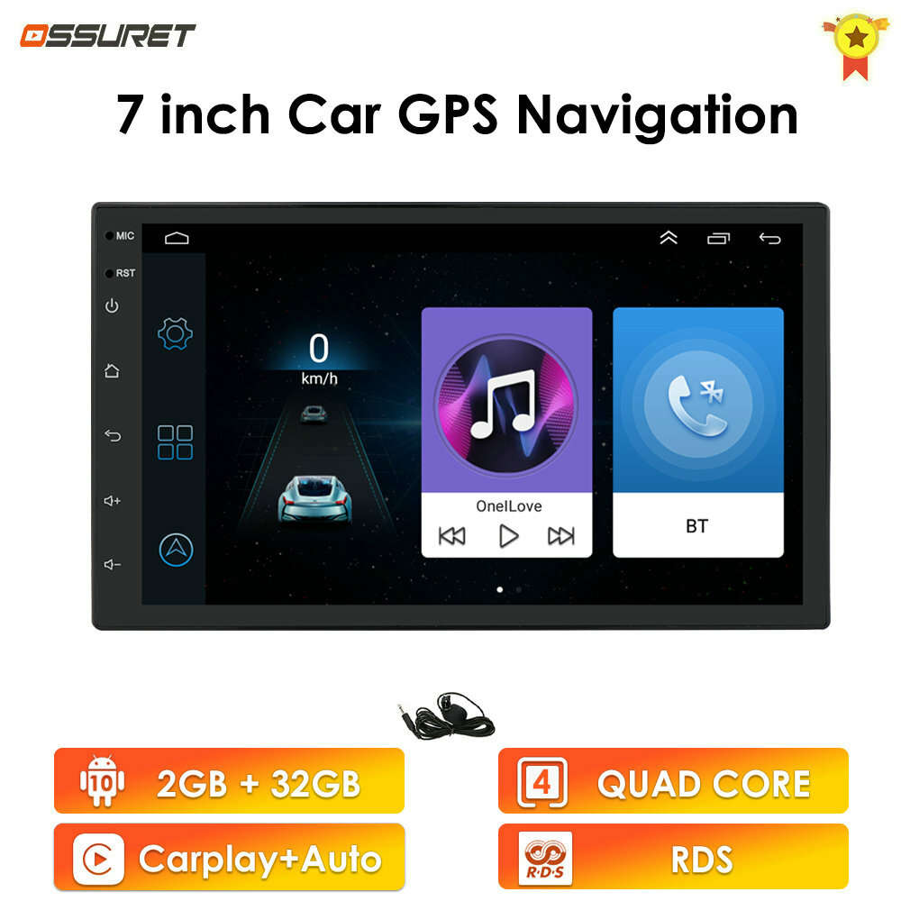 7'' 2 DIN CarPlay Android 10 Car Stereo Radio RDS Head Unit GPS Navi Wifi 2+32GB