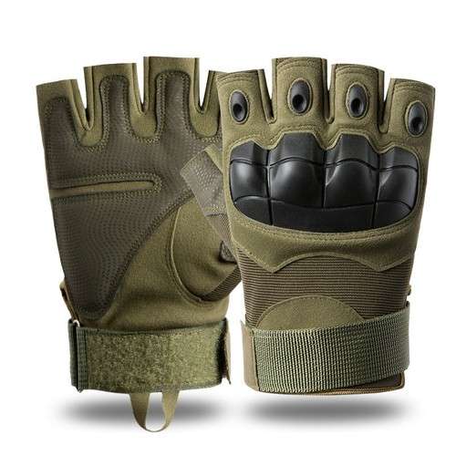 # 1 - Half Finger Glove With hardend Knuckle Unisex GREEN / LARGE