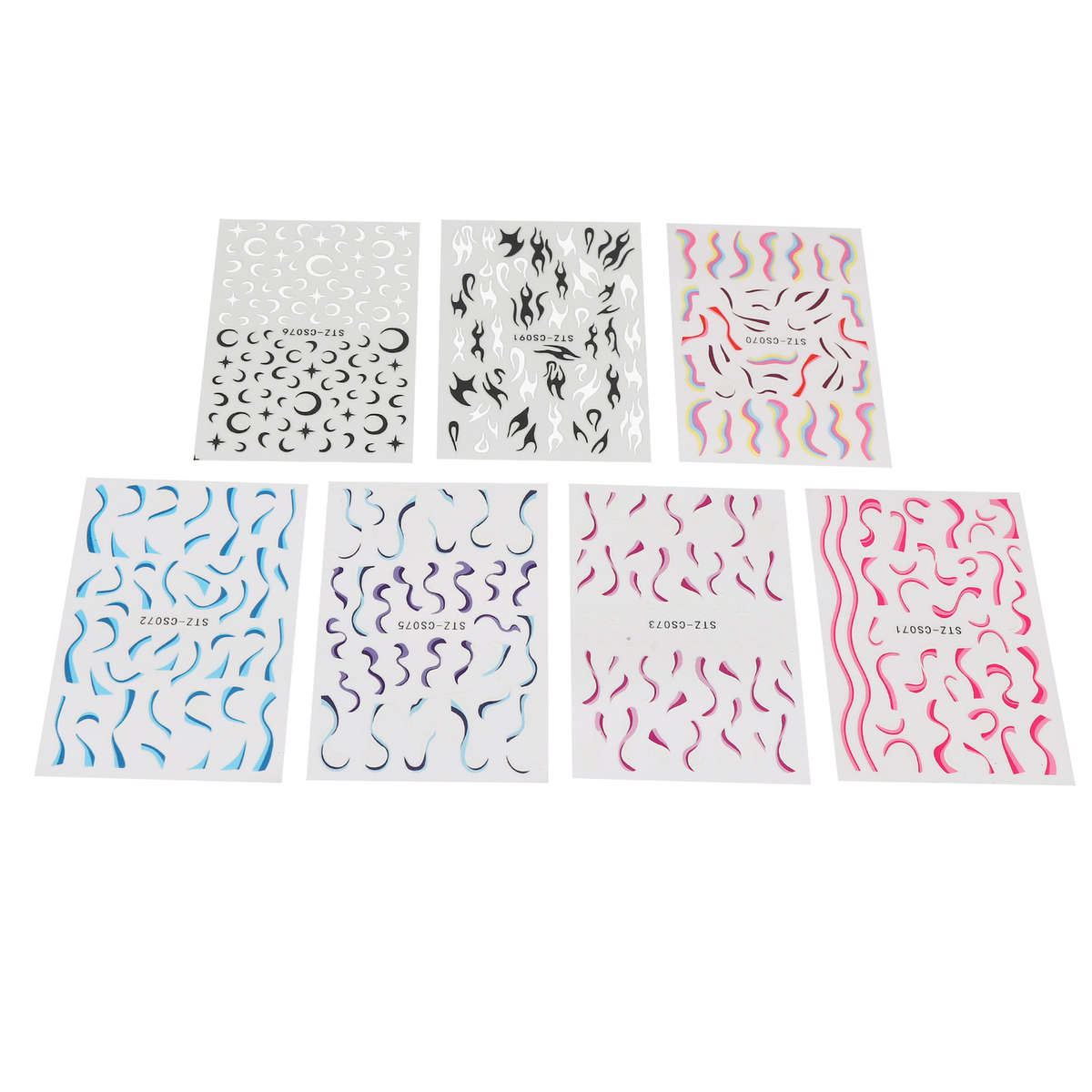 7 Sheets Of Fire Flame Nail Stickers Self Adhesive For Nail Art Decoration D CHW