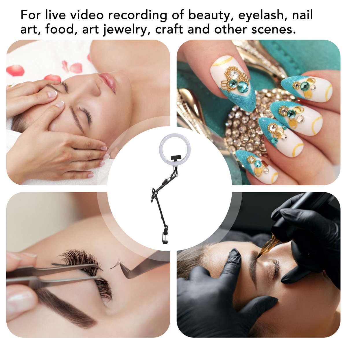 10in Live Stream Fill Light Angle Adjustable Dimmable Clip On LED Ring Light CHW