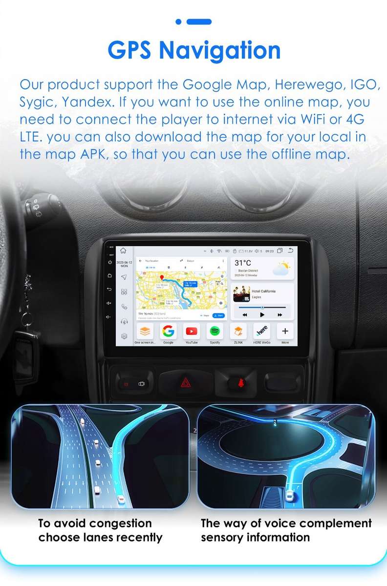 Android 14 CarPlay Navi For Renault Duster 2010-2015 Stereo Radio GPS WiFi 2+32G
