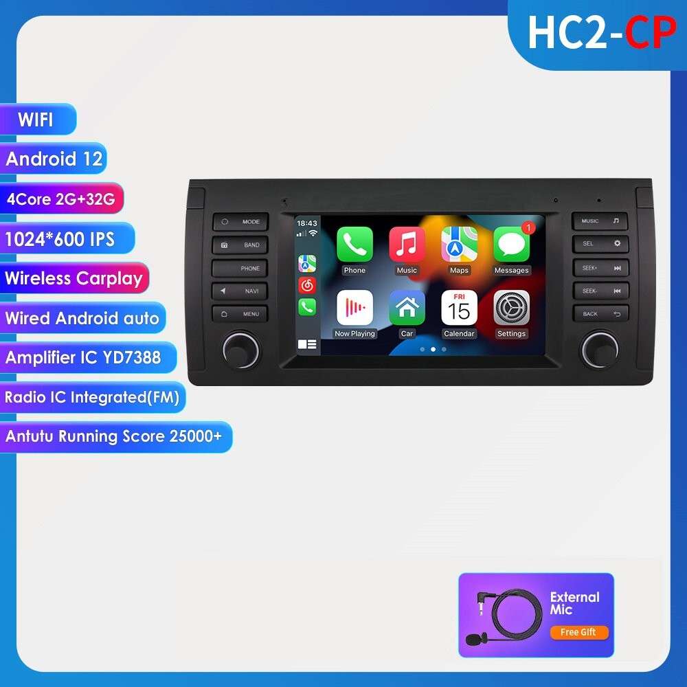 For BMW E53 X5 E39 Car Stereo Player 7" Android 12 Radio GPS Navigation CarPlay
