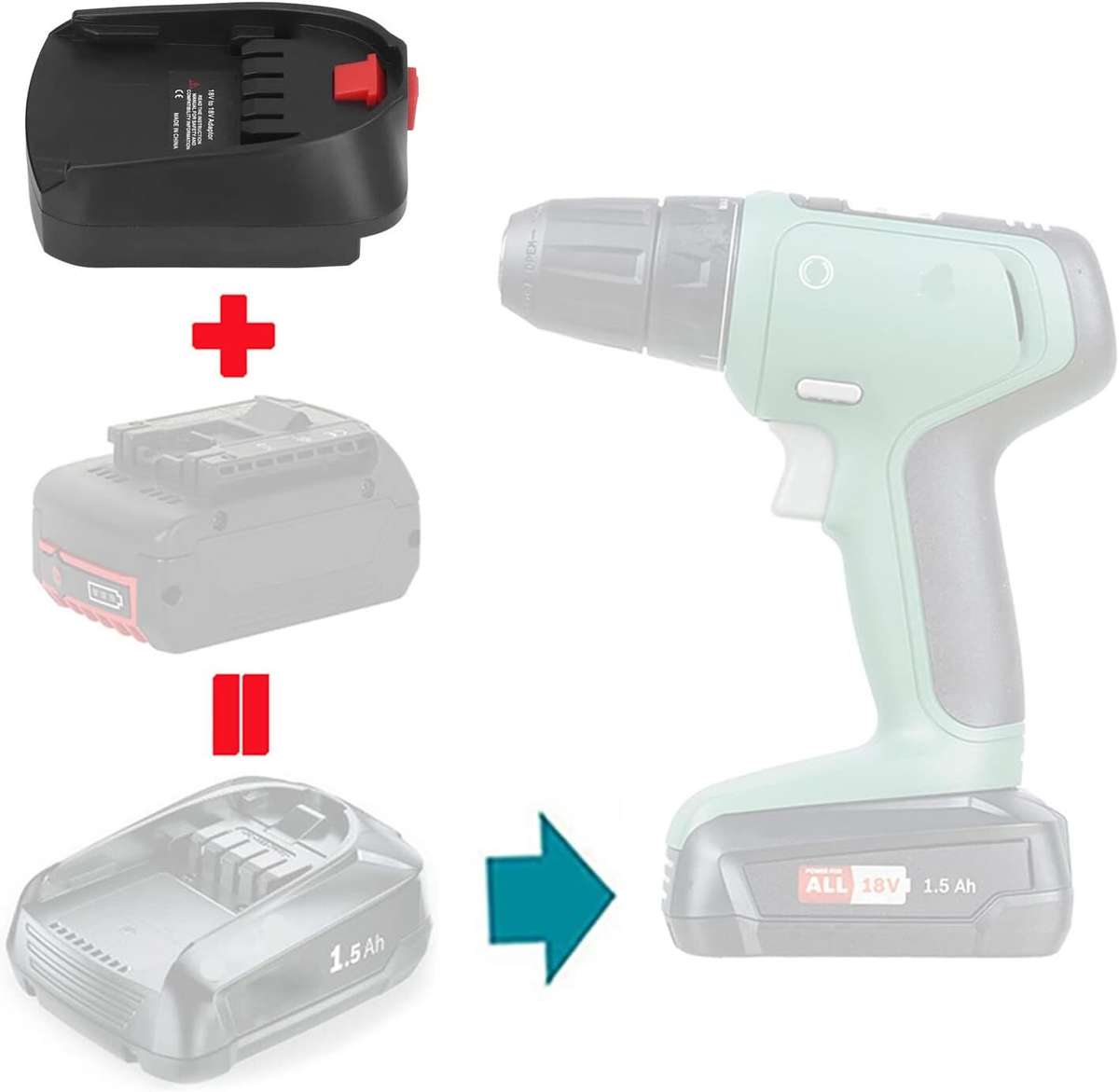 Adapter For Bosch BAT Series 18V Li-ion Battery Convert to PBA Series Power Tool