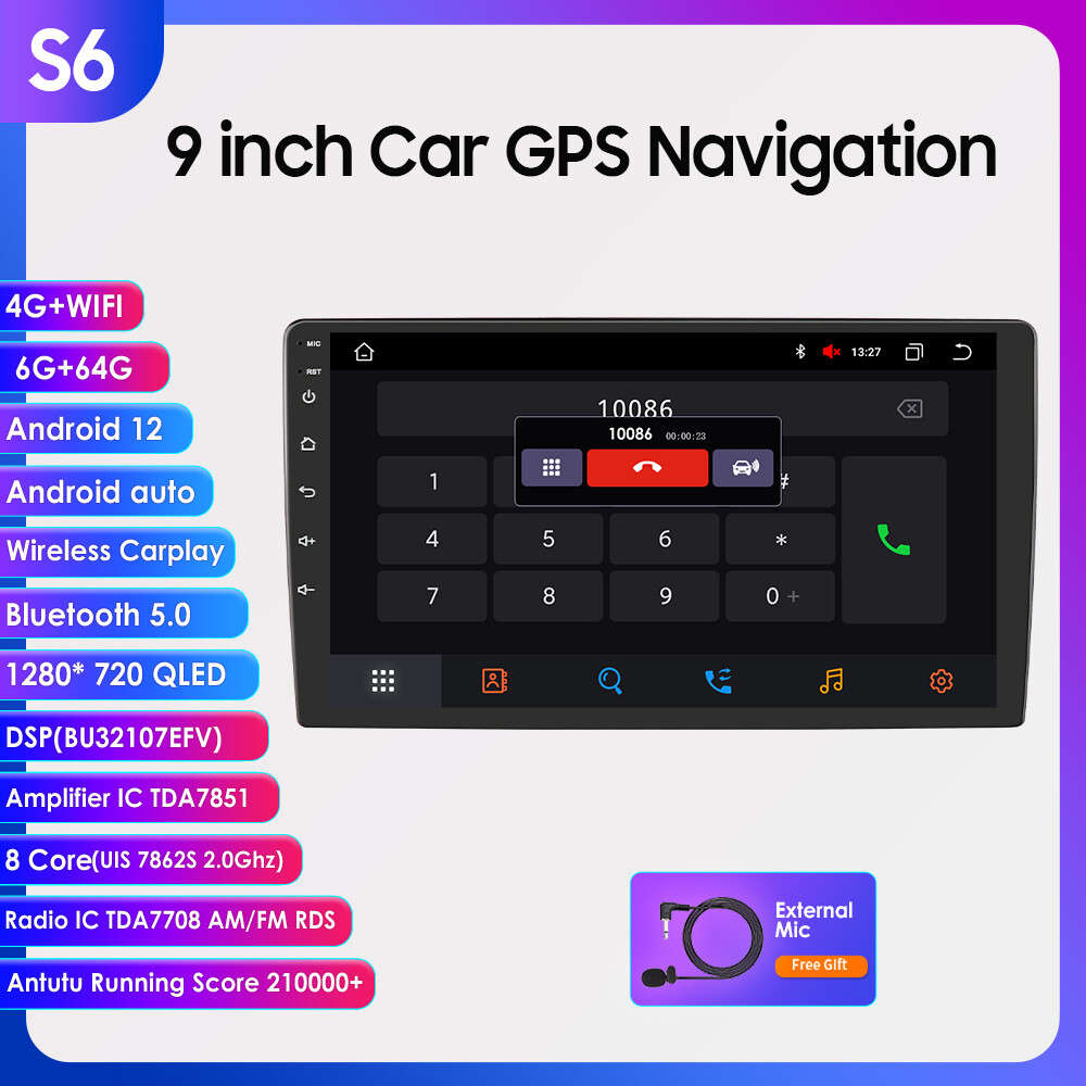8-Core 9" Car Stereo Radio Android 12 CarPlay Auto GPS Navi Player DSP 6GB+128GB