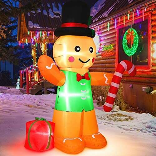 8Ft Christmas Gingerbread Man Decorations Outdoor 8Ft Christmas Inflatables