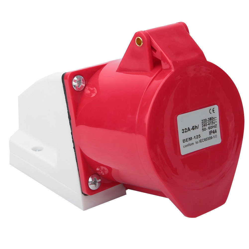 High Power 32A 5 PIN RED 3 PHASE Industrial Plug+Socket 415V Wall Mountable