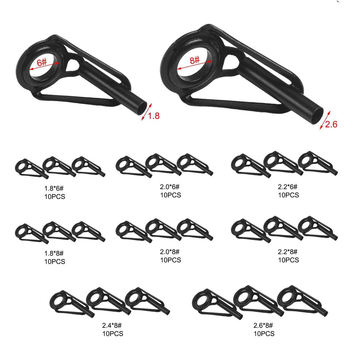 80pcs Fishing Rod Guide Tip Repair Kit,Rod Eye Replacement Ceramic Guide Ring