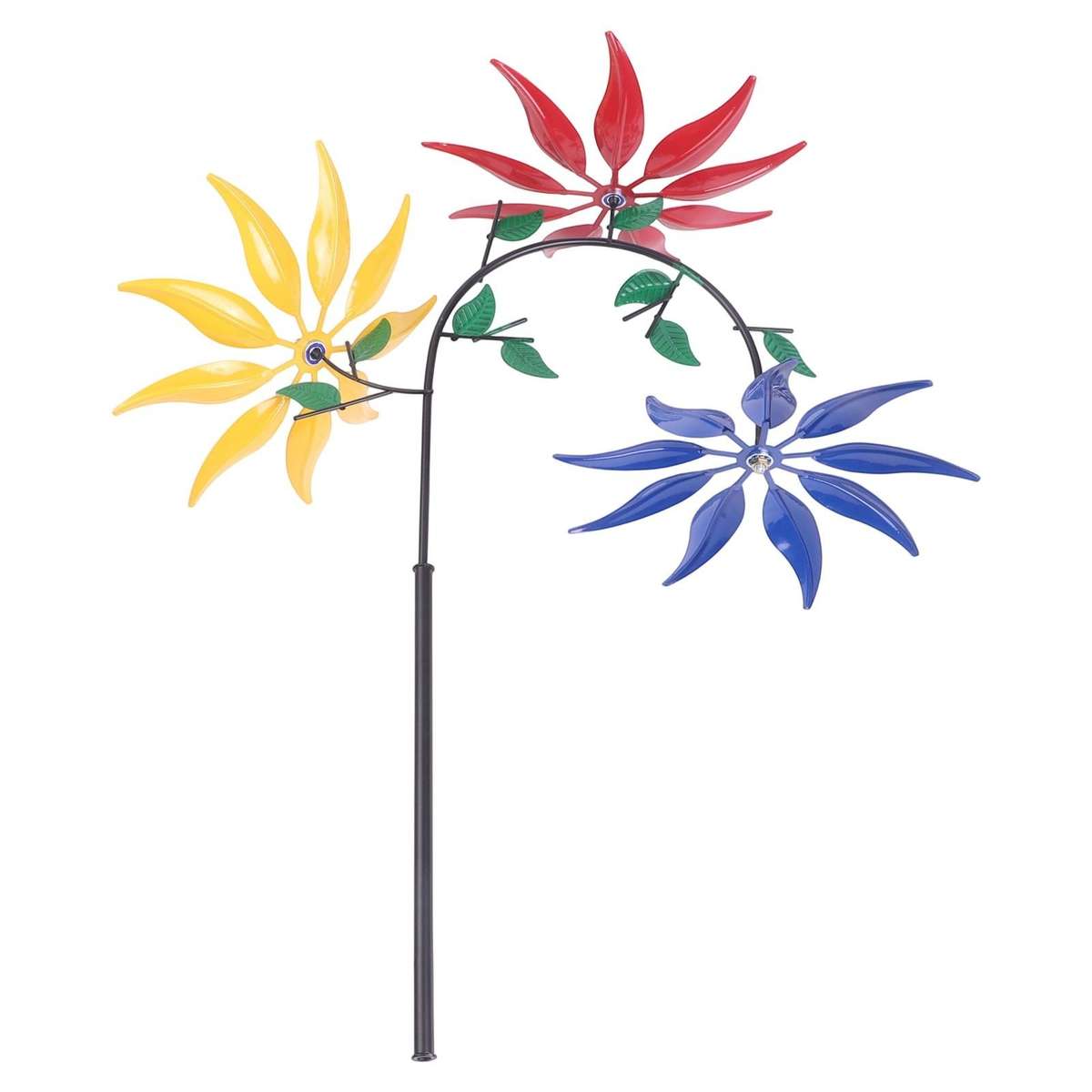 Multi Colored Flower Wind Spinner For Captivating Garden Sculpture Decor