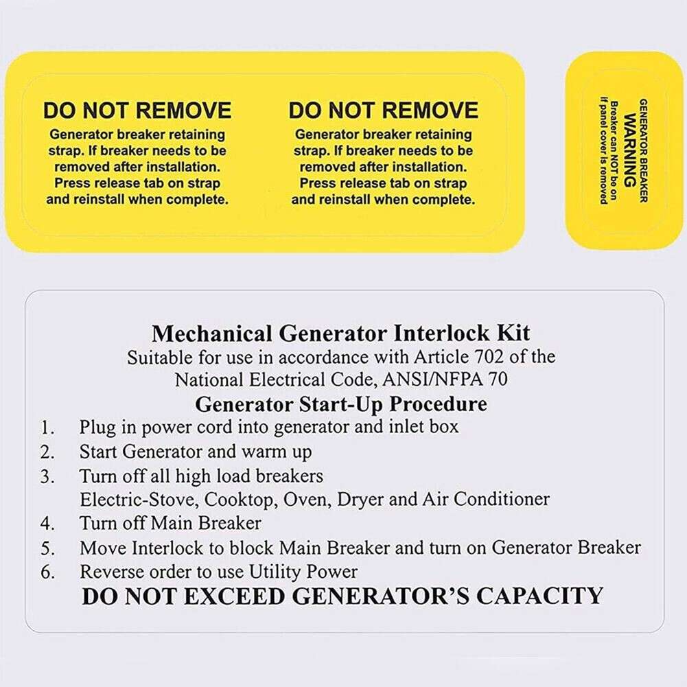 Generator Interlock Kit For Homeline Meter Main 150 200 Amp Breaker-Square