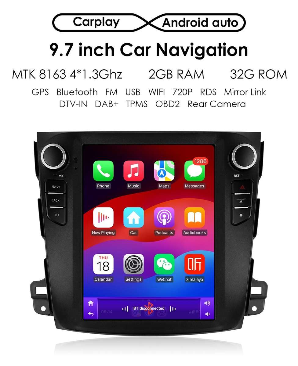 9.7" Android 13 Car Stereo for Mitsubishi Outlander 2005-2012 GPS Navi RDS WiFi