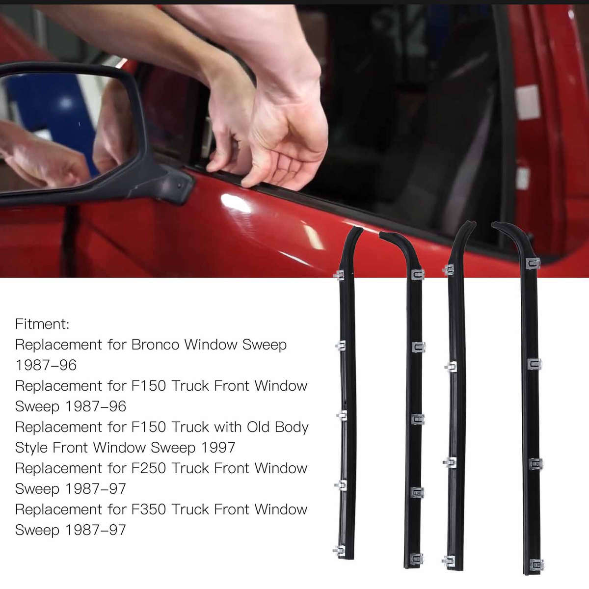 4pcs Window Sweep Felts Seals AM41543318 Weatherstrip Kit Part For Truck