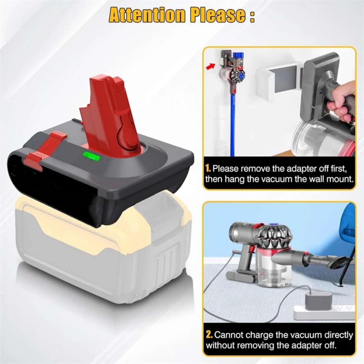 Battery Adapter for Dewalt 20V Convert to for Dyson V6 V7 V8 Vacuum Cleaner Tool