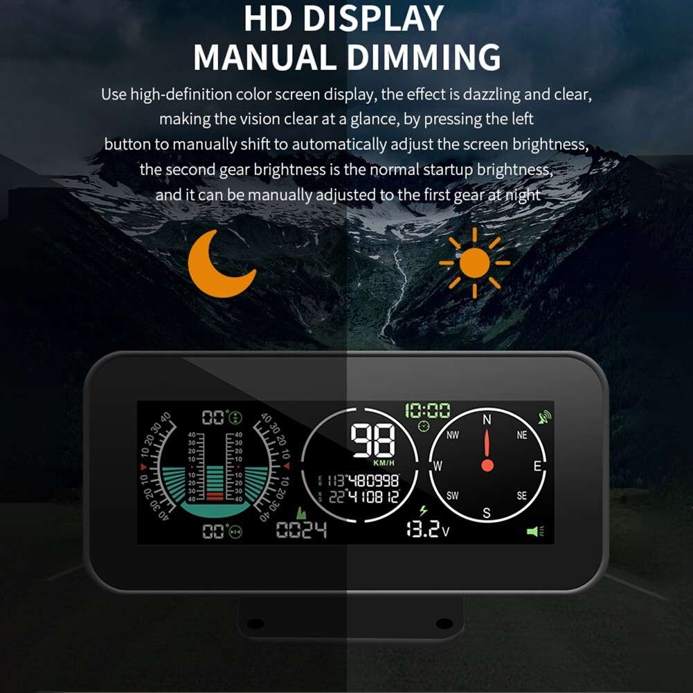 Car SUV Digital GPS Speedometer HUD Gauge Inclinometer for COMPASS Slope Meter