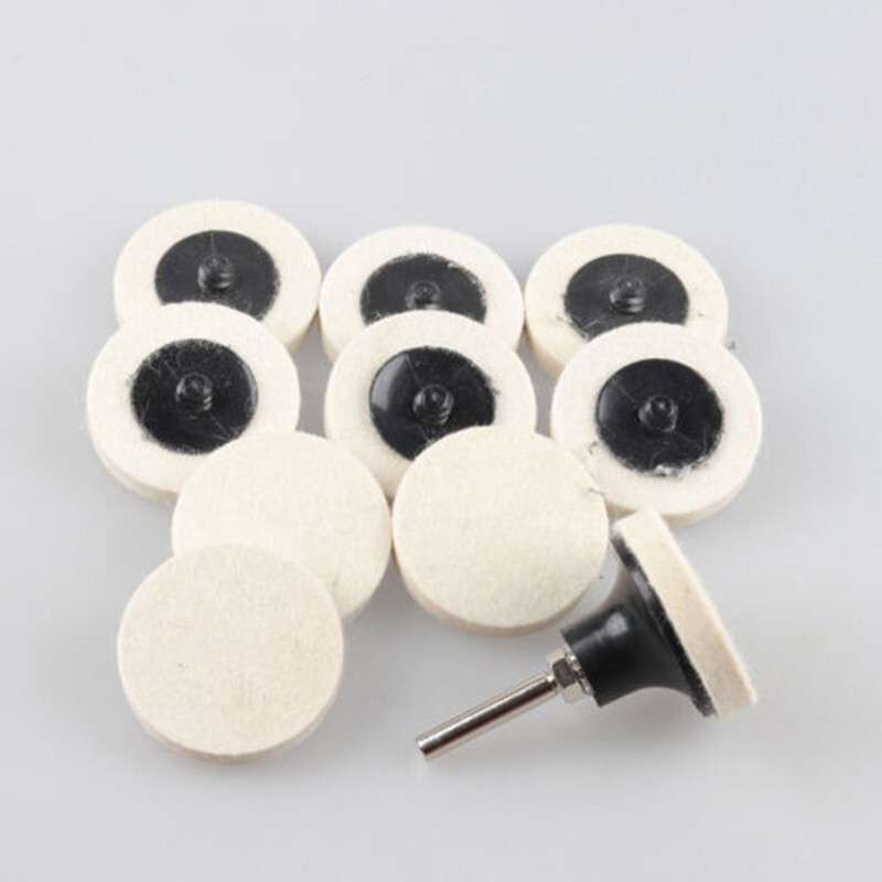 10 Pcs 50mm/2 Compressed Wool Felt Disc Polishing Buffing Pads Wheels+ 1 Holder