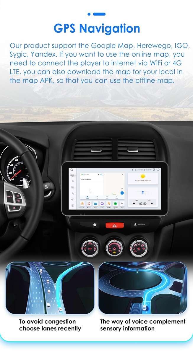 10.1" Android12 Carplay Radio GPS AUX Stereo For 2014-2018 Mitsubishi ASX1 RDS