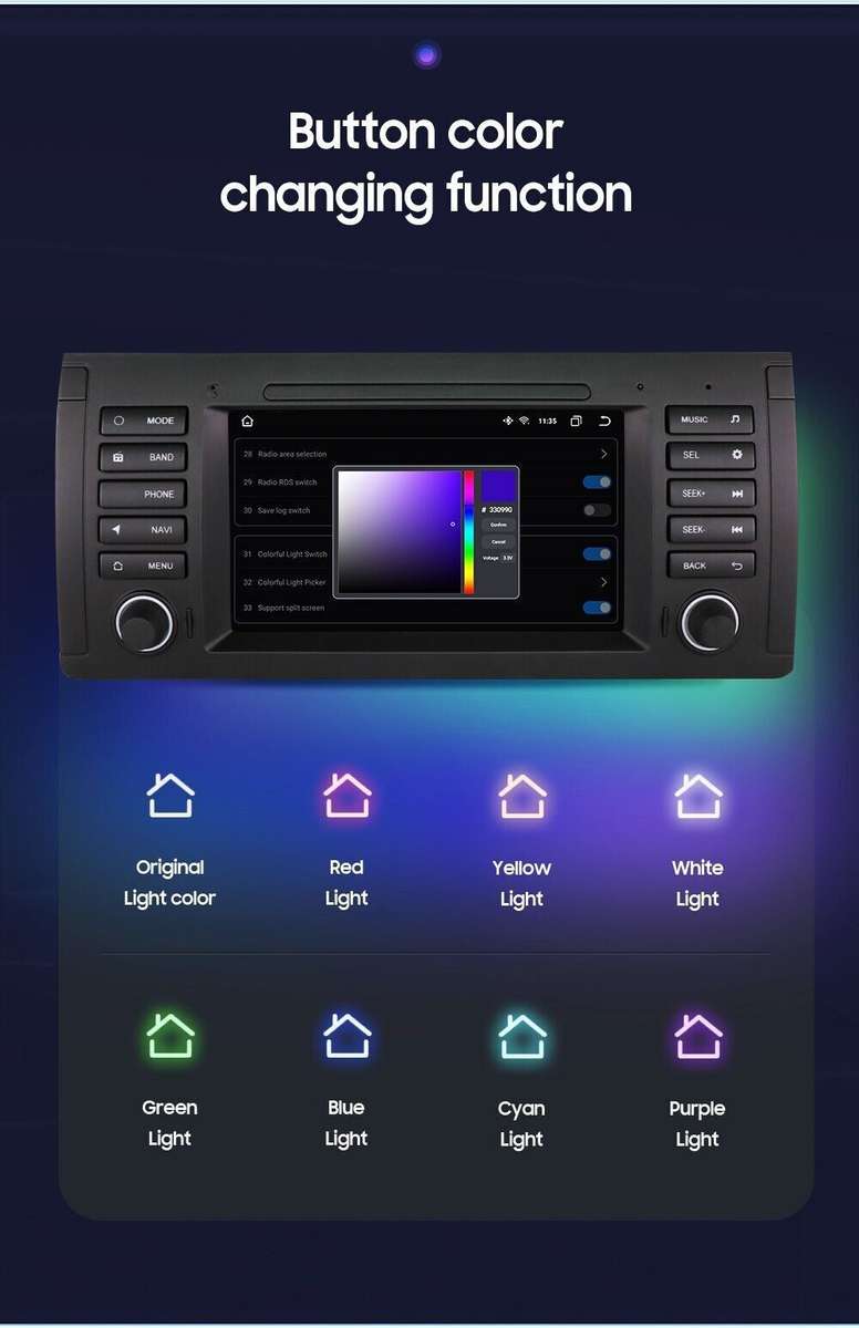 For BMW 5 Series E39 528i 530i CarPlay Android 12 7" Car GPS Stereo CarPlay DSP
