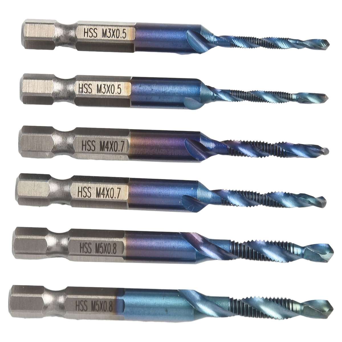 12PCS Hex Shank HSS Drill Bits Set For Aluminum Iron Metal Wood Plastic