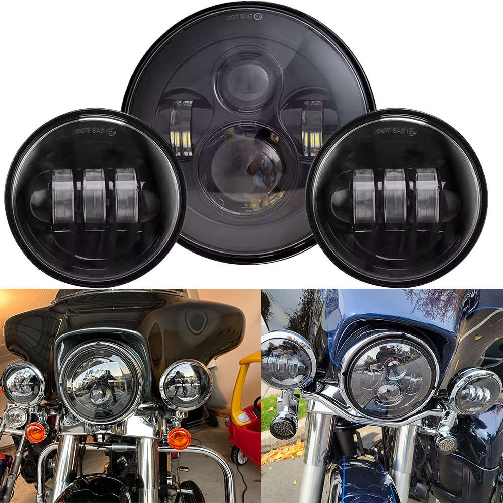 For Harley Touring Electra Glide 7" LED Projector Headlight + Passing Lights