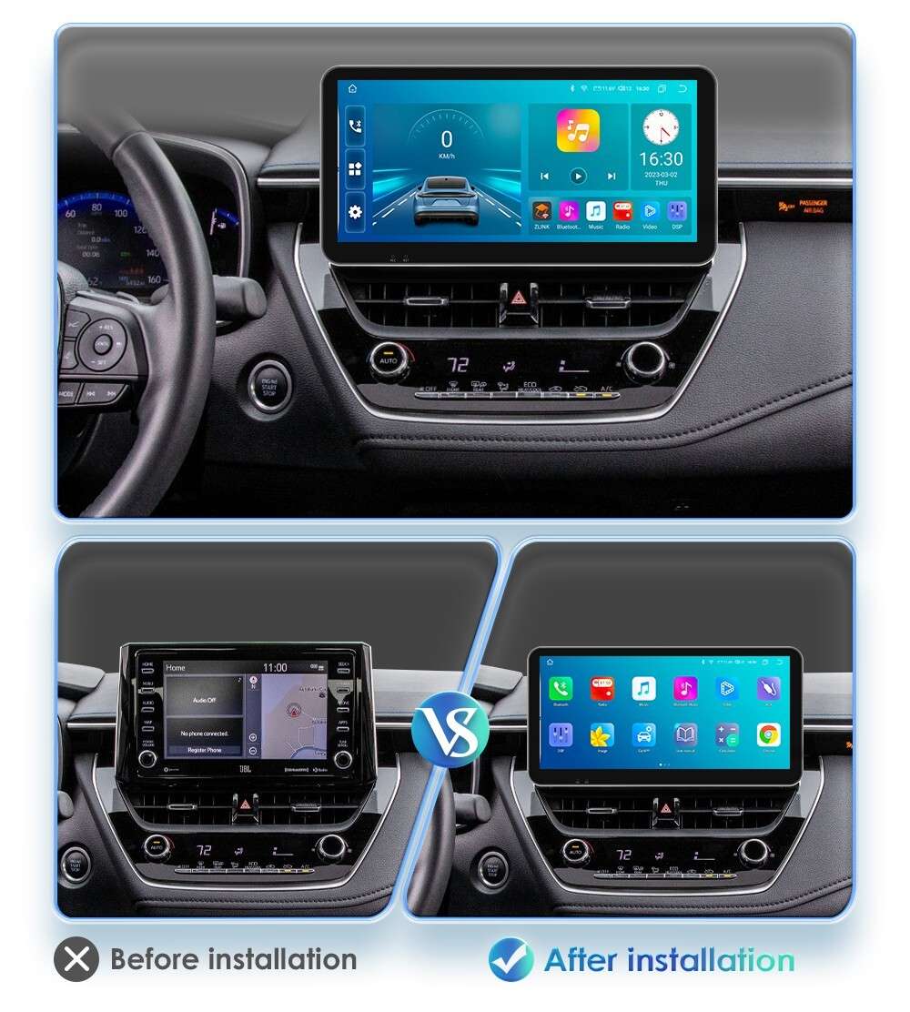 10.33"Android 12 CarPlay Stereo BT GPS Radio Player For Toyota Corolla 2018-2021