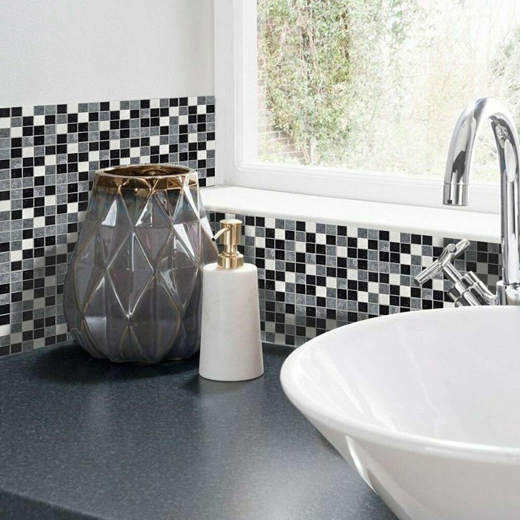 40pcs Kitchen Bathroom Mosaic Tile Stickers Wall Decor Self-adhesive Decal