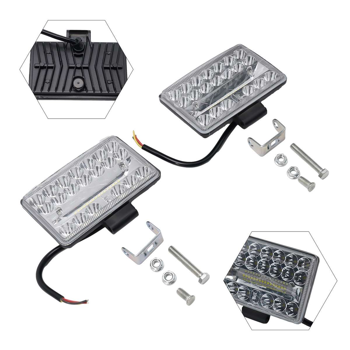 2Pcs 60W 3X5\\" Inch Chrome Rectangular LED Headlights Replacement/Hi