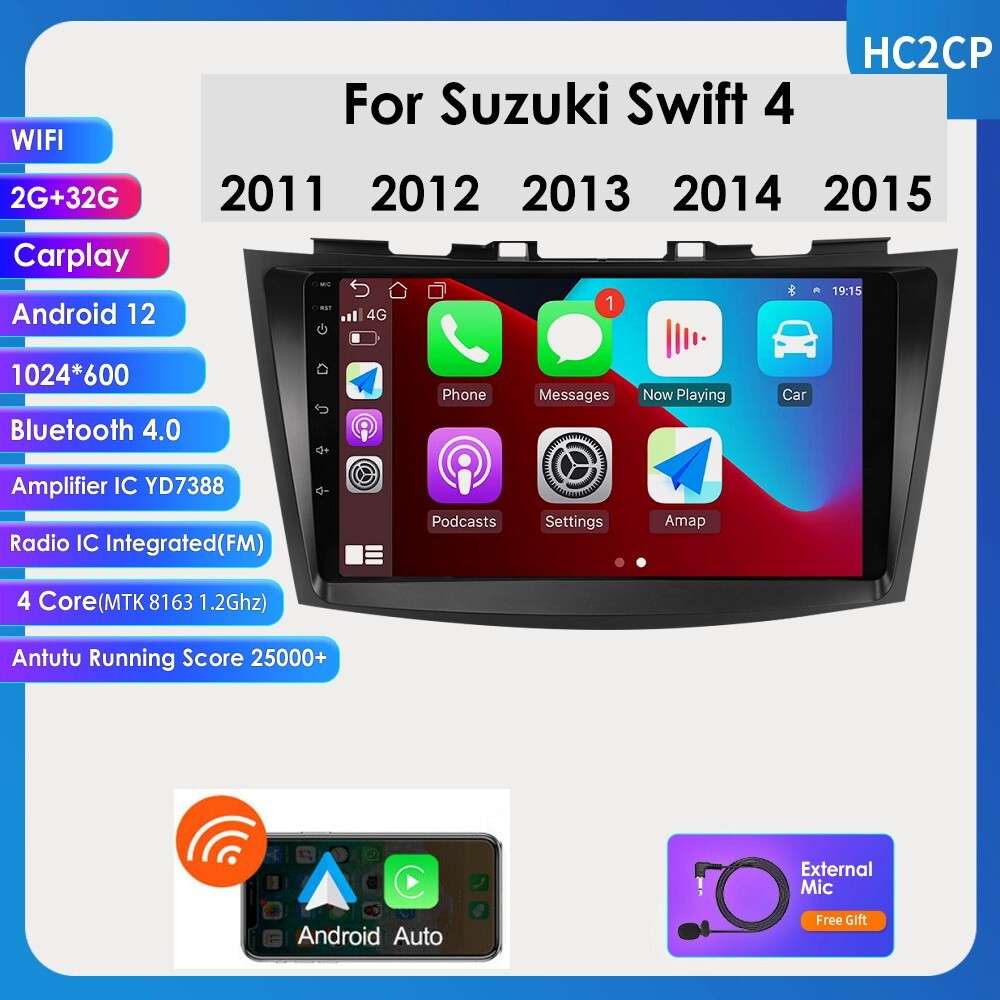 Android 12 Auto Car Radio Stereo Wifi CarPlay GPS Nav For Suzuki Swift 2011-2015