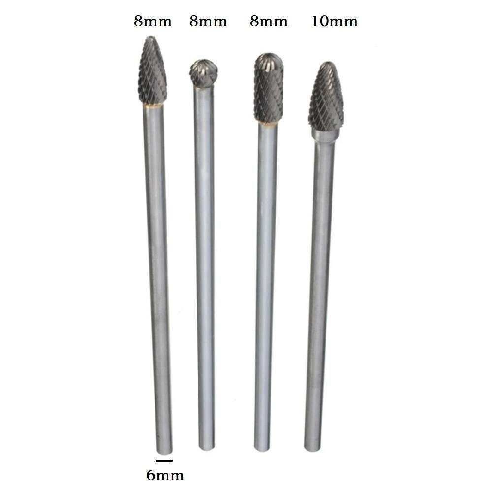 4*Rotary Burr 1/4 Inch 6mm Shank 150mm Long Carbide Cutter CNC-Engraving-Bit