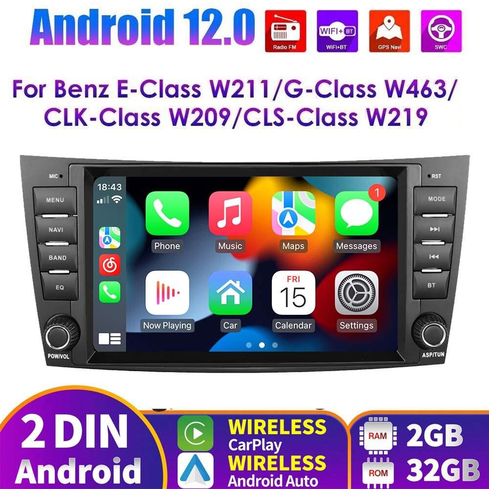 For Mercedes-Benz E-W211 8" Android 12 Car Stereo CarPlay GPS Radio Headunit RDS