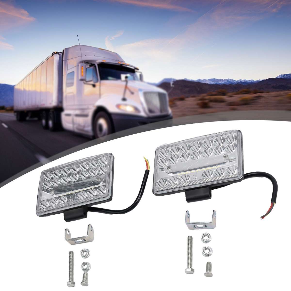 2Pcs 60W 3X5\\" Inch Chrome Rectangular LED Headlights Replacement/Hi