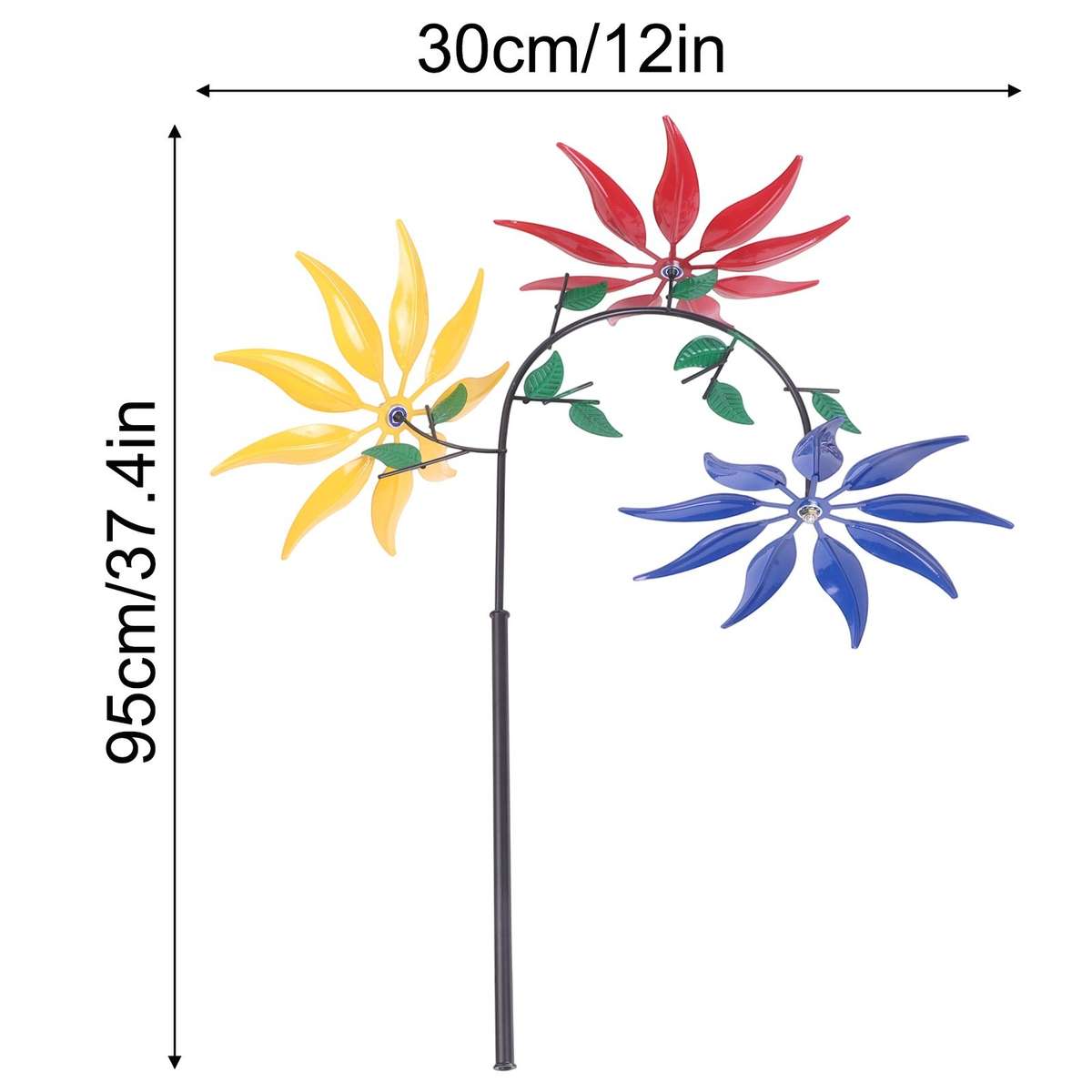 Multi Colored Flower Wind Spinner For Captivating Garden Sculpture Decor