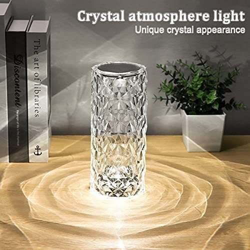 RGB Crystal Table Lamp with Remote16 Colors &4 Modes Rose Diamond Touch Contr...