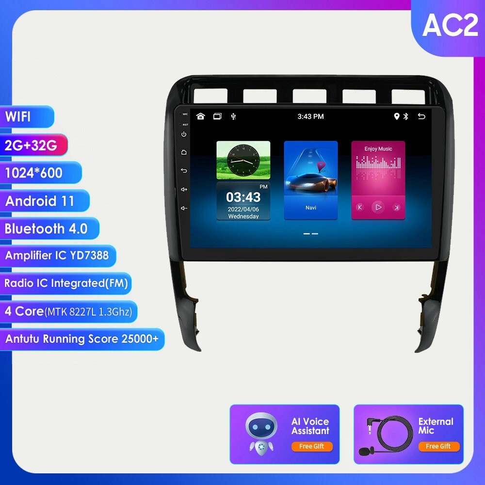 Apple CarPlay 2+32GB Android 11 Car Navi GPS Radio for Porsche Cayenne 2002-2010