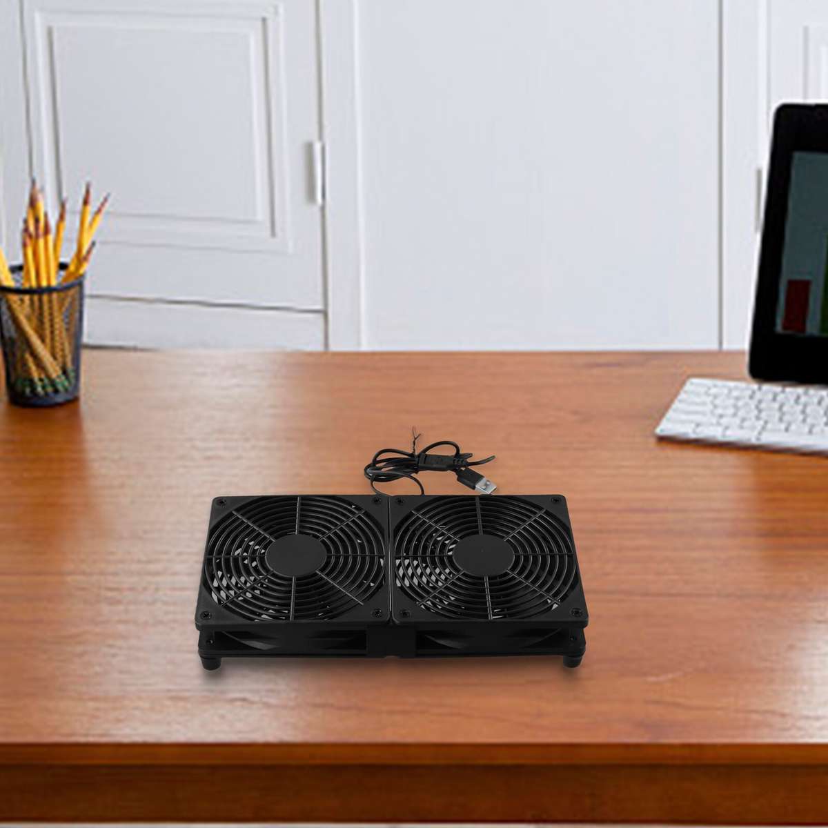 Space Saving Cooling Solution 5V USB Powered Dual Fan For PCs And Game Consoles