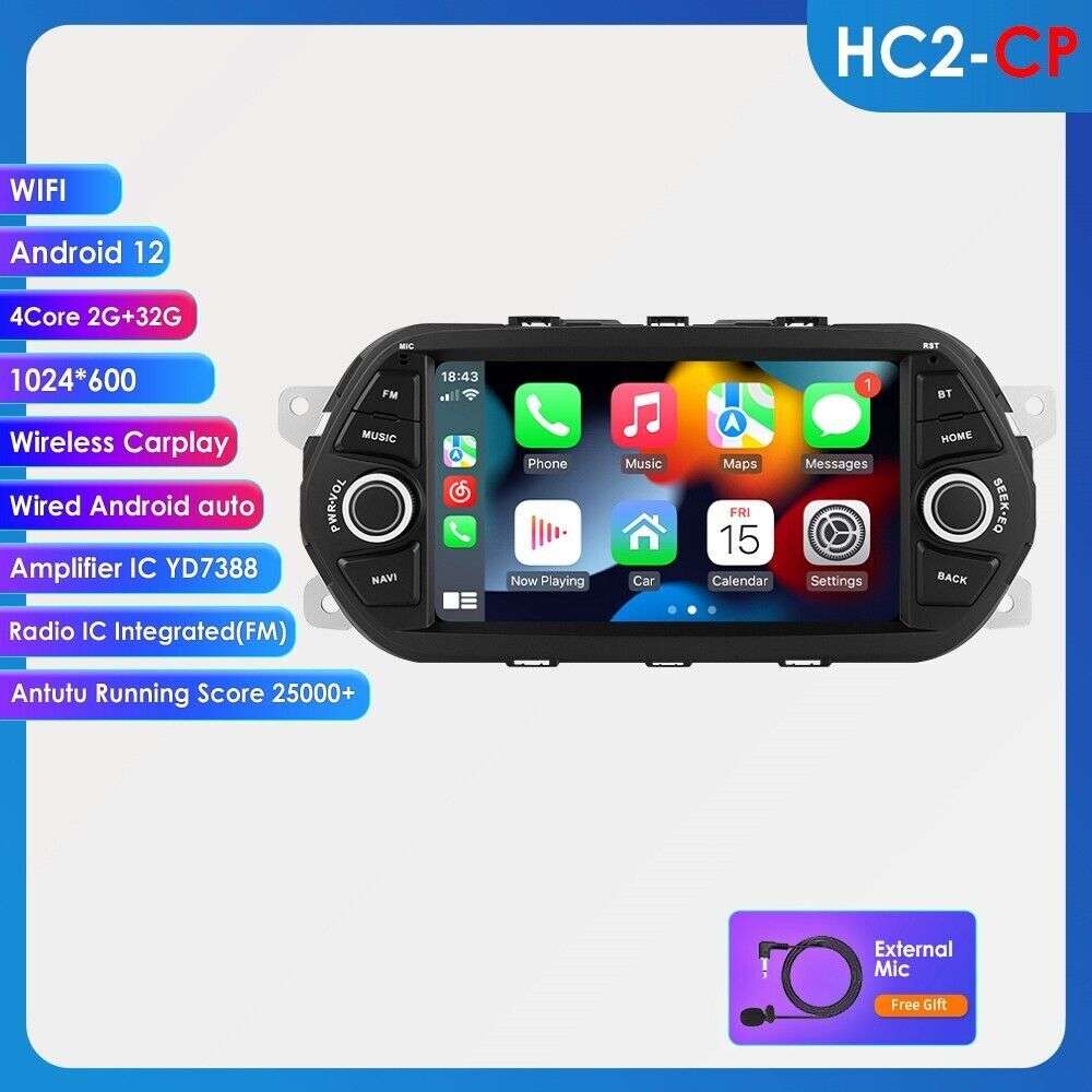 2+32GB Android 12 Apple CarPlay Car Stereo GPS Head Unit For Fiat Tipo 2015-2017