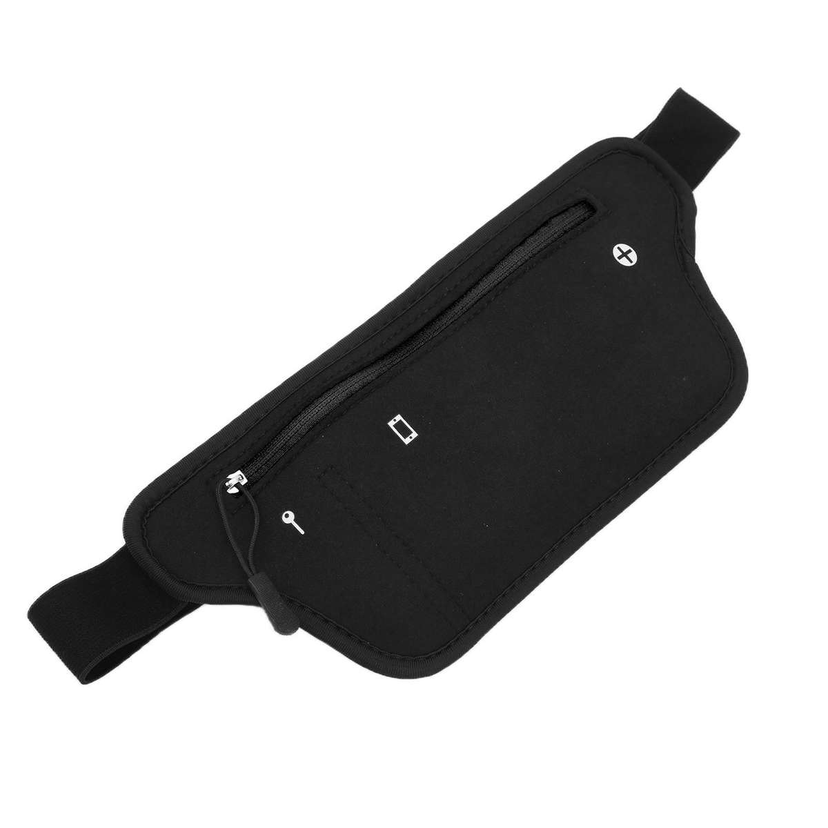 (Black)Waist Pack Adjustable Neoprene Running Waist Bag CH