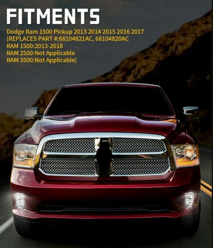 LED Front Bumper Fog Light with DRL For Dodge RAM 1500 2500 3500 2013-2018