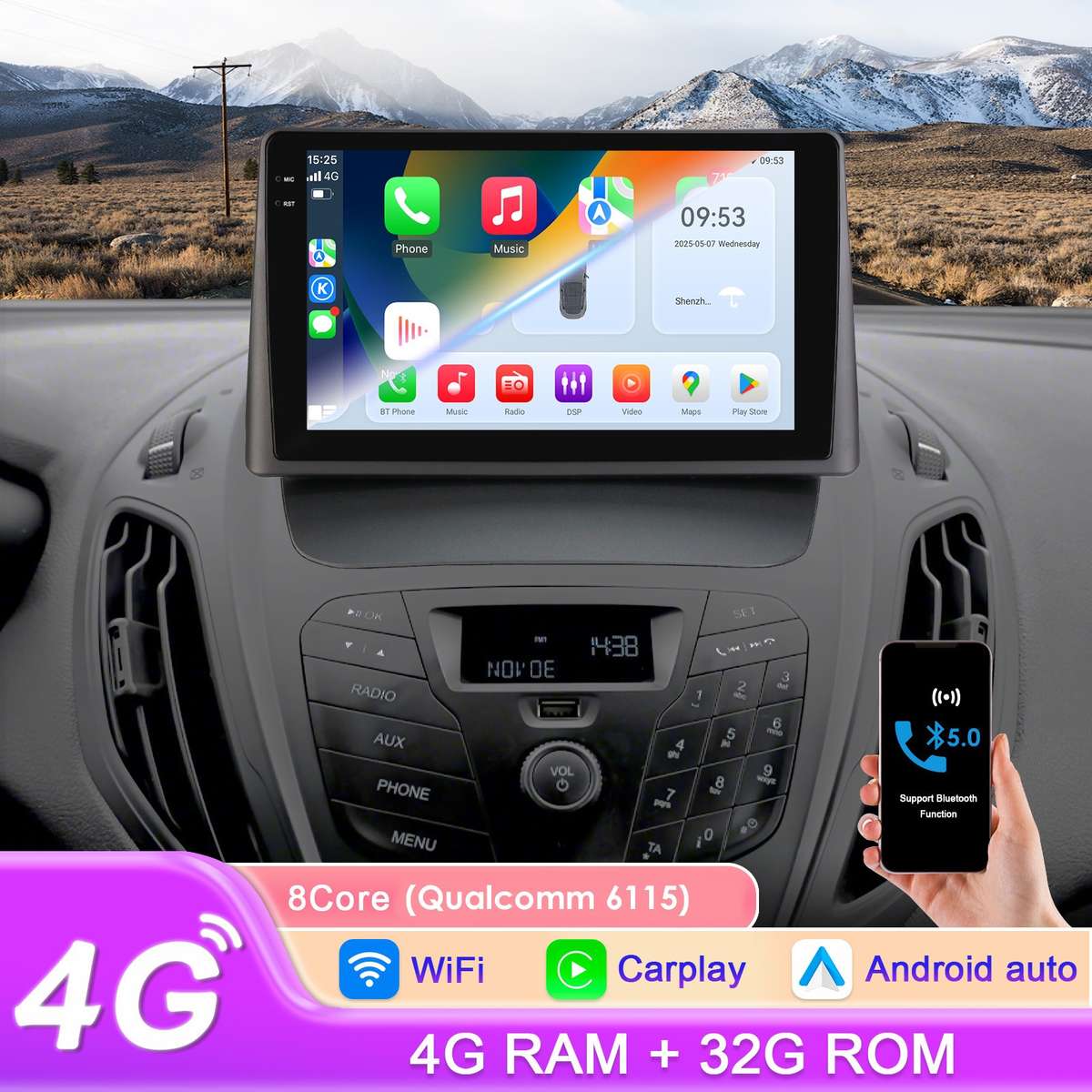 8Core For Ford Transit Tourneo 2013-2021 Carplay DSP Android 14 Stereo Radio GPS