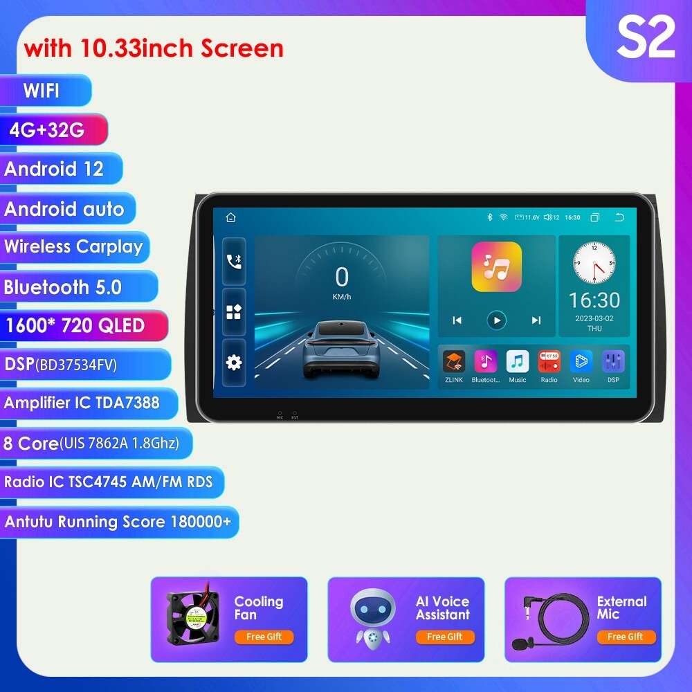CarPlay Android 12 GPS Stereo Radio 10.33" For BMW E39 X5 E53 WiFi/4G DSP 4+32GB
