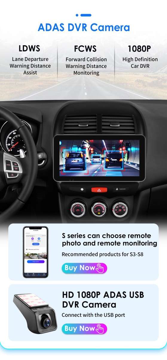 10.1" Android12 Carplay Radio GPS AUX Stereo For 2014-2018 Mitsubishi ASX1 RDS