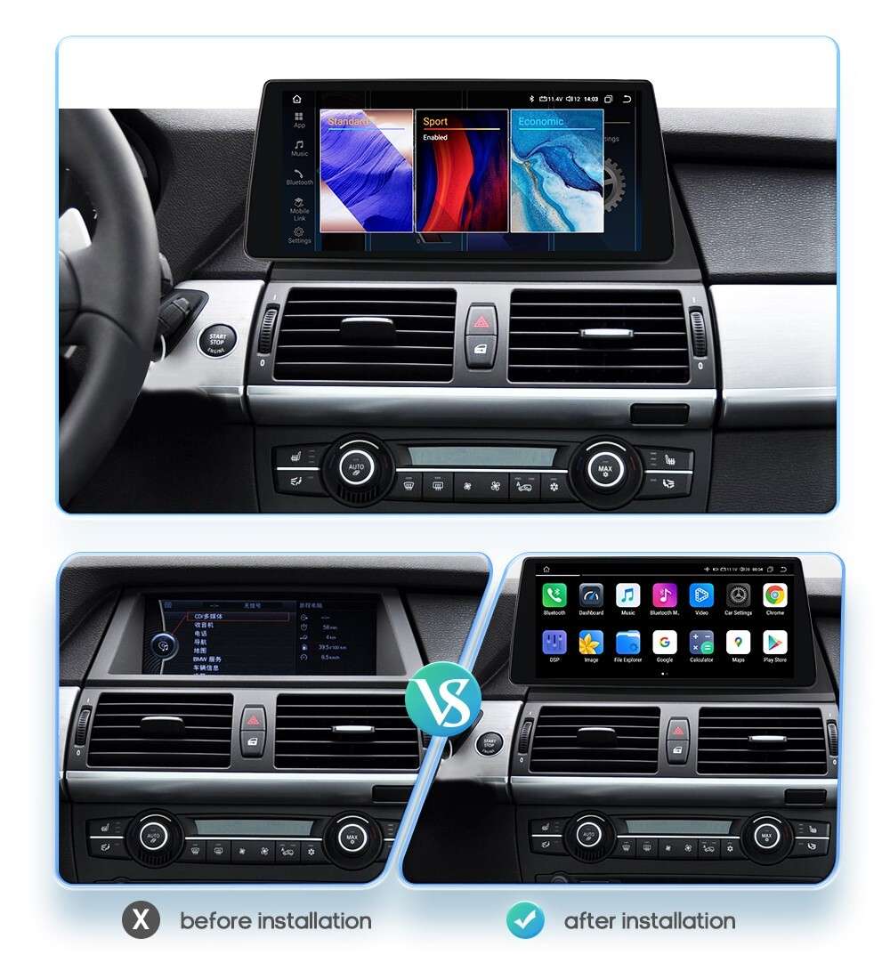 10.33"Android 12 CarPlay 8+128GB For BMW X5 X6 E70 E71 CCC Car GPS Headunit WiFi