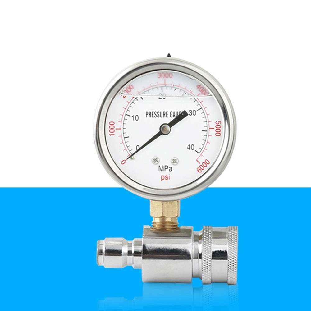 6000 PSI Car Pressure Washer Gauge With 3/8 Inch-Quick Connect Socket And-Plug