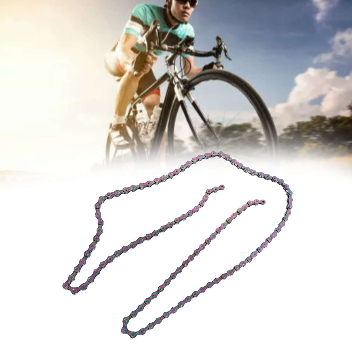 Bike Chain Rust Proof Sensitive Colorful Electroplating 6 7 8 Speed Chain CW