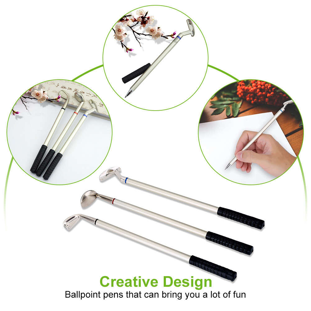3PCS Mini Clubs Ball Point Pen Set With Balls Flag Stationery Decor CH