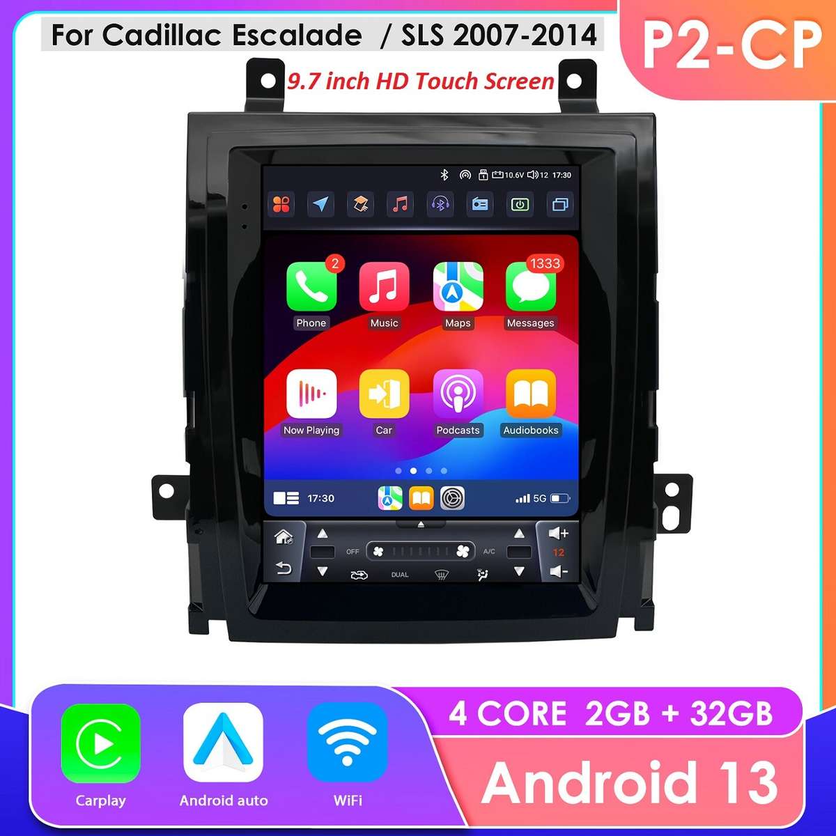 For Cadillac Escalade 2007-14 9.7" TouchScreen Android 13 Car Radio GPS Carplay