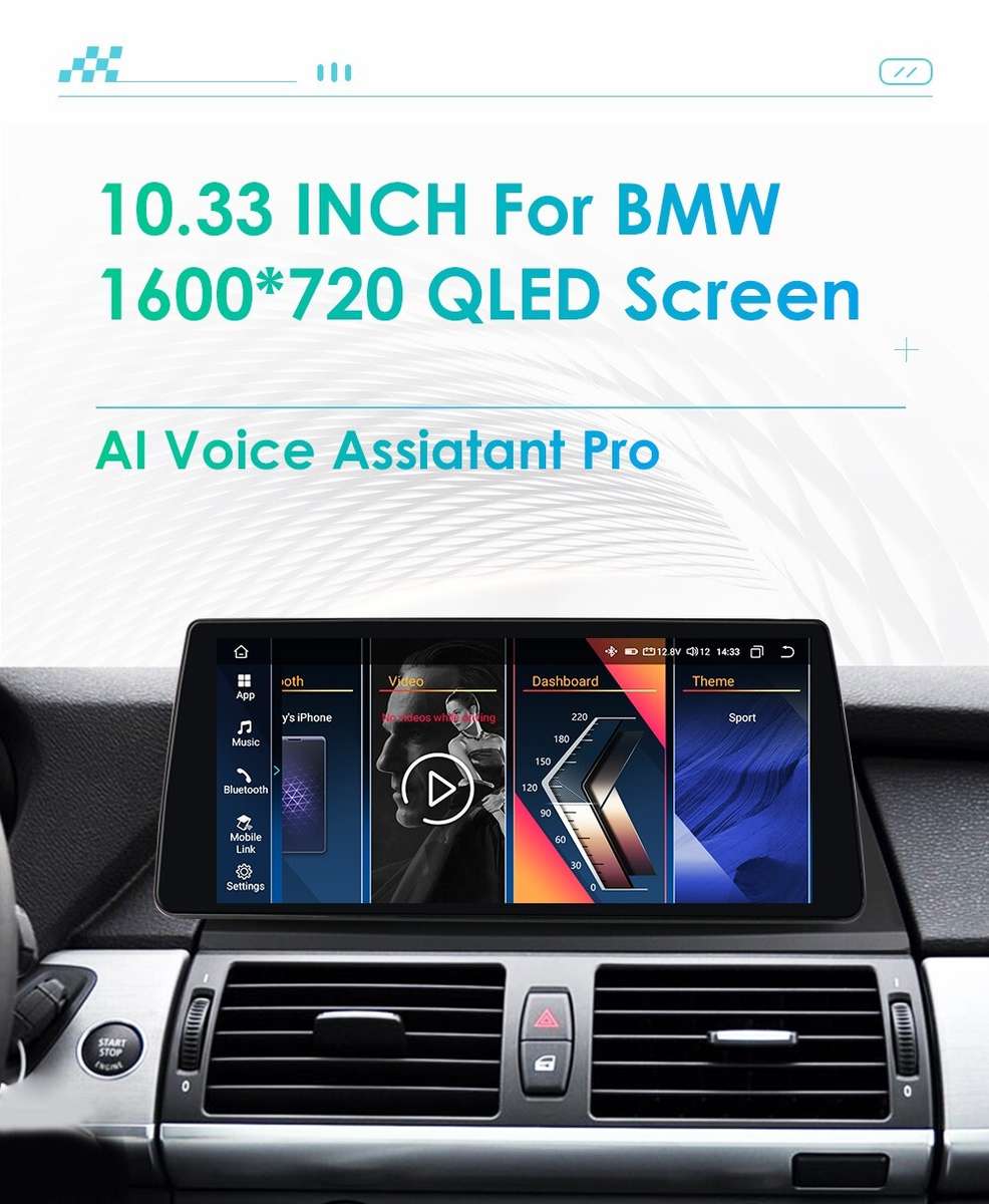 10.33"Android 12 CarPlay 8+128GB For BMW X5 X6 E70 E71 CCC Car GPS Headunit WiFi