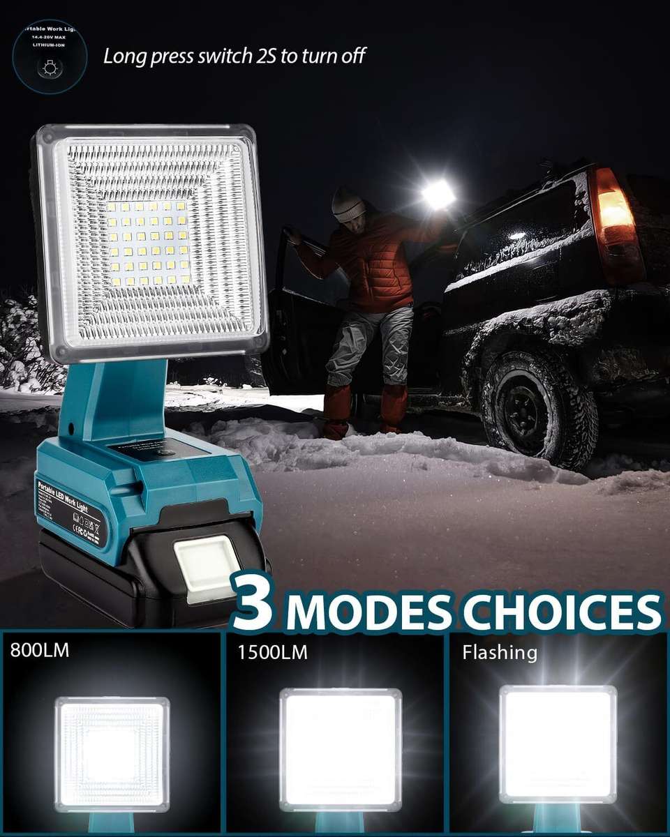 Jobsite Light Flashlight Cordless LED Work Light for Makita 18V Battery LED USB