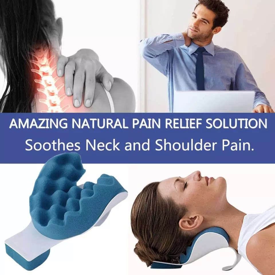 Stiff Neck and Shoulder Relaxer Pain Relief Spine Support Traction Pillow